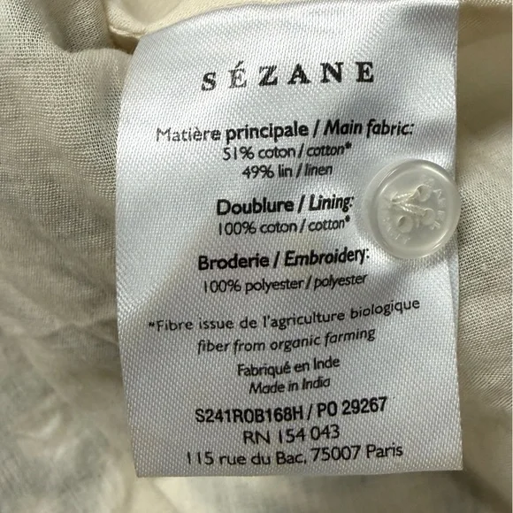 Sézane Silvana dress in a green geometric pattern ecru green - Picture 8 of 16